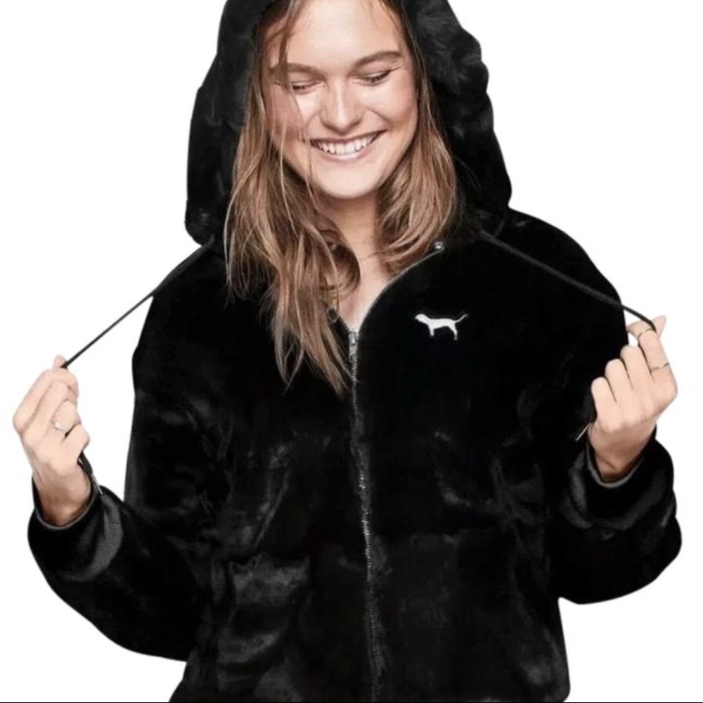 Victoria’s Secret PINK black faux fur jacket